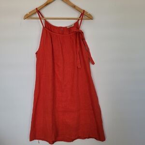LUNGO L'ARNO Linen Dress Size S Orange Made  In Italy Relaxed Beach Vacation